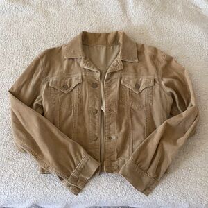🪞 front pocket corduroy long sleeve  button jacket in light nude amber